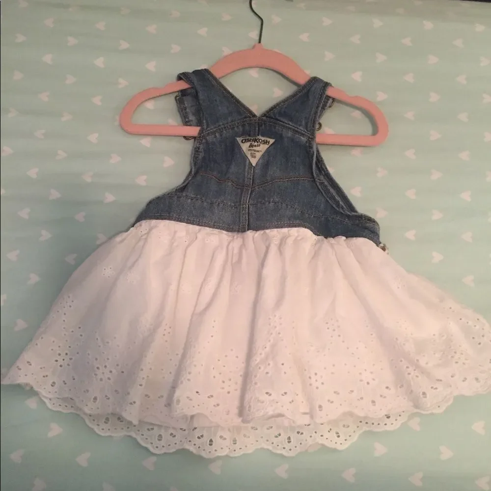 OSHKOSH Jean overalls with white cotton skirt bottom 9-12mo